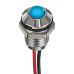 RS PRO Blue Panel Mount Indicator, 1.8 → 3.3V dc, 8mm Mounting Hole Size, Lead Wires Termination, IP67