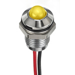 RS PRO Yellow Panel Mount Indicator, 24V dc, 8mm Mounting Hole Size, Lead Wires Termination, IP67