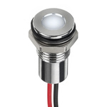 RS PRO White Panel Mount Indicator, 1.8 → 3.3V dc, 8mm Mounting Hole Size, Lead Wires Termination, IP67