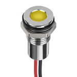 RS PRO Yellow Panel Mount Indicator, 24V dc, 8mm Mounting Hole Size, Lead Wires Termination, IP67