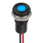 RS PRO Blue Panel Mount Indicator, 1.8 → 3.3V dc, 8mm Mounting Hole Size, Lead Wires Termination, IP67