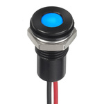RS PRO Blue Panel Mount Indicator, 12V dc, 8mm Mounting Hole Size, Lead Wires Termination, IP67