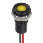 RS PRO Yellow Panel Mount Indicator, 24V dc, 8mm Mounting Hole Size, Lead Wires Termination, IP67