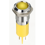 RS PRO Yellow Panel Mount Indicator, 24V dc, 14mm Mounting Hole Size, Faston, Solder Lug Termination, IP67