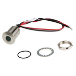 RS PRO Green Panel Mount Indicator, 1.8 → 3.3V dc, 10mm Mounting Hole Size, Lead Wires Termination, IP67