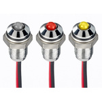 RS PRO Green, Red Panel Mount Indicator, 1.8 → 3.3V dc, 6mm Mounting Hole Size, Lead Wires Termination, IP67