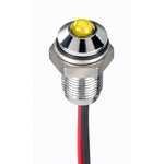 RS PRO Yellow Panel Mount Indicator, 21.6 → 26.4V dc, 6mm Mounting Hole Size, Lead Wires Termination, IP67