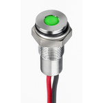 RS PRO Green Panel Mount Indicator, 1.8 → 3.3V dc, 6mm Mounting Hole Size, Lead Wires Termination, IP67