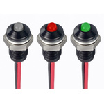 RS PRO Green, Red Panel Mount Indicator, 1.8 → 3.3V dc, 6mm Mounting Hole Size, Lead Wires Termination, IP67