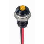 RS PRO Yellow Panel Mount Indicator, 21.6 → 26.4V dc, 6mm Mounting Hole Size, Lead Wires Termination, IP67