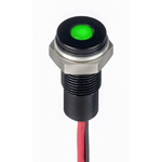 RS PRO Green Panel Mount Indicator, 1.8 → 3.3V dc, 6mm Mounting Hole Size, Lead Wires Termination, IP67