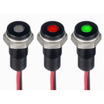 RS PRO Green, Red Panel Mount Indicator, 10.8 → 13.2V dc, 6mm Mounting Hole Size, Lead Wires Termination, IP67