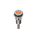 RS PRO Orange Panel Mount Indicator, 1,8 → 3,3V dc, 8mm Mounting Hole Size, Lead Wires Termination, IP67