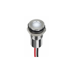 RS PRO White Panel Mount Indicator, 6V dc, 8mm Mounting Hole Size, Lead Wires Termination, IP67