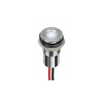 RS PRO White Panel Mount Indicator, 28V dc, 8mm Mounting Hole Size, Lead Wires Termination, IP67