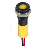 RS PRO Yellow Panel Mount Indicator, 2V dc, 8mm Mounting Hole Size, Lead Wires Termination, IP67