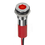RS PRO Red Panel Mount Indicator, 24V dc, 8mm Mounting Hole Size, Lead Wires Termination, IP67