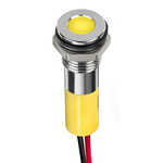 RS PRO Yellow Panel Mount Indicator, 2V dc, 8mm Mounting Hole Size, Lead Wires Termination, IP67