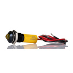 RS PRO Yellow Panel Mount Indicator, 24V dc, 8mm Mounting Hole Size, Lead Wires Termination, IP67