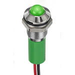 RS PRO Green Panel Mount Indicator, 2V dc, 8mm Mounting Hole Size, Lead Wires Termination, IP67