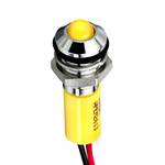 RS PRO Yellow Panel Mount Indicator, 2V dc, 8mm Mounting Hole Size, Lead Wires Termination, IP67