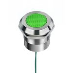 RS PRO Green Panel Mount Indicator, 12 → 24V ac/dc, 25mm Mounting Hole Size, Lead Wires Termination, IP67, IP69K