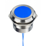 RS PRO Blue Panel Mount Indicator, 12 → 24V ac/dc, 30mm Mounting Hole Size, Lead Wires Termination, IP67, IP69K