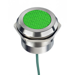 RS PRO Green Panel Mount Indicator, 12 → 24V ac/dc, 30mm Mounting Hole Size, Lead Wires Termination, IP67, IP69K