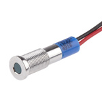 RS PRO Blue Panel Mount Indicator, 12V dc, 6mm Mounting Hole Size, Lead Wires Termination, IP67