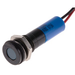 RS PRO Blue Panel Mount Indicator, 24V dc, 8mm Mounting Hole Size, Lead Wires Termination, IP67
