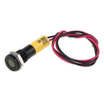 RS PRO Yellow Panel Mount Indicator, 220V ac, 8mm Mounting Hole Size, Lead Wires Termination, IP67