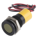 RS PRO Yellow Panel Mount Indicator, 12V dc, 14mm Mounting Hole Size, Lead Wires Termination, IP67