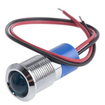 RS PRO Blue Panel Mount Indicator, 24V dc, 14mm Mounting Hole Size, Lead Wires Termination, IP67