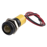 RS PRO Yellow Panel Mount Indicator, 220V ac, 14mm Mounting Hole Size, Lead Wires Termination, IP67
