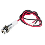 RS PRO White Panel Mount Indicator, 24V dc, 6mm Mounting Hole Size, Lead Wires Termination, IP67