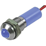 RS PRO Blue Panel Mount Indicator, 12V dc, 6mm Mounting Hole Size, Lead Wires Termination, IP67