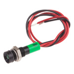 RS PRO Green Panel Mount Indicator, 24V dc, 6mm Mounting Hole Size, Lead Wires Termination, IP67