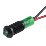 RS PRO Green Panel Mount Indicator, 12V dc, 6mm Mounting Hole Size, Lead Wires Termination, IP67