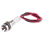 RS PRO White Panel Mount Indicator, 12V dc, 8mm Mounting Hole Size, Lead Wires Termination, IP67