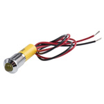 RS PRO Yellow Panel Mount Indicator, 12V dc, 8mm Mounting Hole Size, Lead Wires Termination, IP67