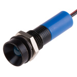 RS PRO Blue Panel Mount Indicator, 24V dc, 8mm Mounting Hole Size, Lead Wires Termination, IP67