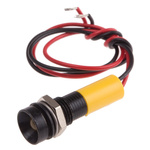 RS PRO Yellow Panel Mount Indicator, 24V dc, 8mm Mounting Hole Size, Lead Wires Termination, IP67