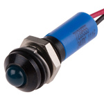 RS PRO Blue Panel Mount Indicator, 24V dc, 8mm Mounting Hole Size, Lead Wires Termination, IP67