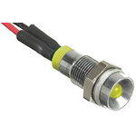 RS PRO Yellow Panel Mount Indicator, 110V ac, 8mm Mounting Hole Size, Lead Wires Termination, IP67