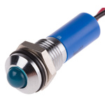 RS PRO Blue Panel Mount Indicator, 110V ac, 8mm Mounting Hole Size, Lead Wires Termination, IP67