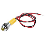 RS PRO Yellow Panel Mount Indicator, 220V ac, 8mm Mounting Hole Size, Lead Wires Termination, IP67