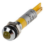 RS PRO Yellow Panel Mount Indicator, 24V dc, 8mm Mounting Hole Size, Faston, Solder Lug Termination, IP67