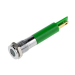 RS PRO Green Panel Mount Indicator, 12V dc, 8mm Mounting Hole Size, Faston, Solder Lug Termination, IP67