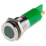 RS PRO Green Panel Mount Indicator, 110V ac, 14mm Mounting Hole Size, Faston, Solder Lug Termination, IP67