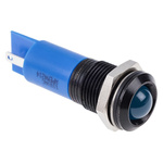 RS PRO Blue Panel Mount Indicator, 220V ac, 14mm Mounting Hole Size, Faston, Solder Lug Termination, IP67